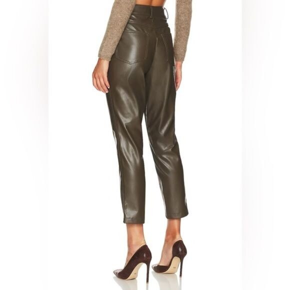 BCBGeneration Womens Straight-Cut Faux-Leather Pants Olive Size M Stylish & Vers - Picture 2 of 13